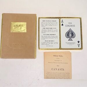 Vintage Congress 606 Double Deck Gold Edge Canasta & Rules Playing Cards